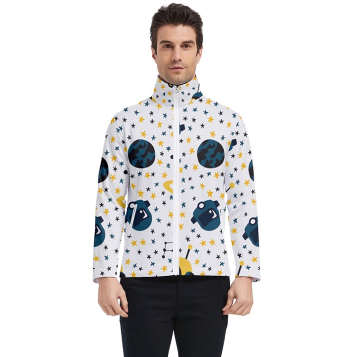 Seamless-pattern-with-spaceships-stars 002 Men s Bomber Jacket