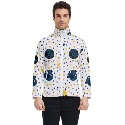 Seamless-pattern-with-spaceships-stars 002 Men s Bomber Jacket by nate14shop