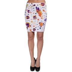 Seamless-pattern-with-spaceships-stars 005 Bodycon Skirt by nate14shop