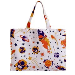 Seamless-pattern-with-spaceships-stars 005 Zipper Mini Tote Bag by nate14shop