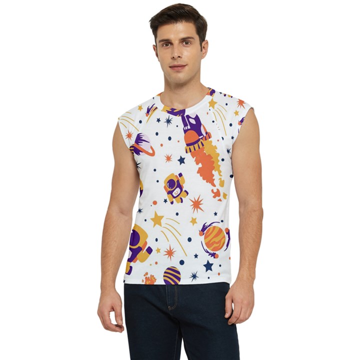 Seamless-pattern-with-spaceships-stars 005 Men s Raglan Cap Sleeve Tee