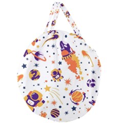 Seamless-pattern-with-spaceships-stars 005 Giant Round Zipper Tote by nate14shop