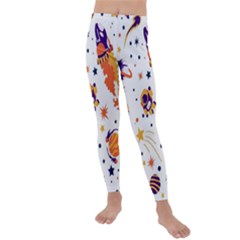 Seamless-pattern-with-spaceships-stars 005 Kids  Lightweight Velour Leggings