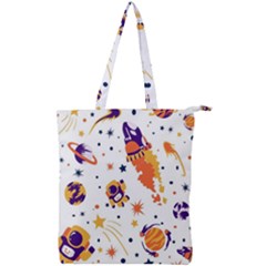 Seamless-pattern-with-spaceships-stars 005 Double Zip Up Tote Bag by nate14shop