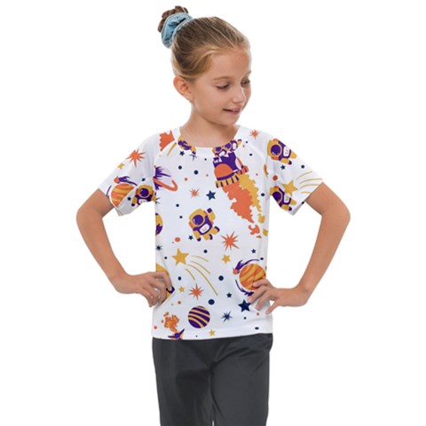 Seamless-pattern-with-spaceships-stars 005 Kids  Mesh Piece Tee by nate14shop