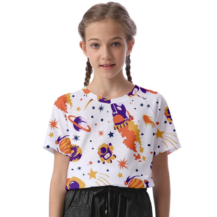 Seamless-pattern-with-spaceships-stars 005 Kids  Basic Tee