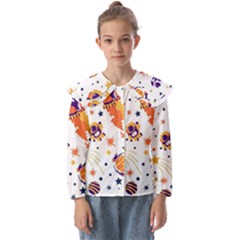 Seamless-pattern-with-spaceships-stars 005 Kids  Peter Pan Collar Blouse