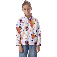 Seamless-pattern-with-spaceships-stars 005 Kids  Half Zip Hoodie