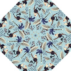 Tropical-leaves-seamless-pattern-with-monkey Hook Handle Umbrellas (small) by nate14shop