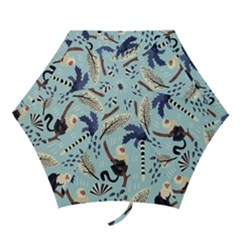 Tropical-leaves-seamless-pattern-with-monkey Mini Folding Umbrellas by nate14shop