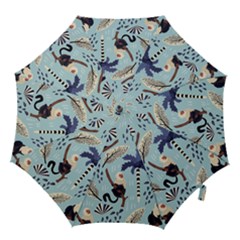 Tropical-leaves-seamless-pattern-with-monkey Hook Handle Umbrellas (medium) by nate14shop