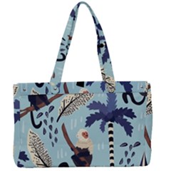 Tropical-leaves-seamless-pattern-with-monkey Canvas Work Bag by nate14shop