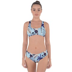 Tropical-leaves-seamless-pattern-with-monkey Criss Cross Bikini Set by nate14shop