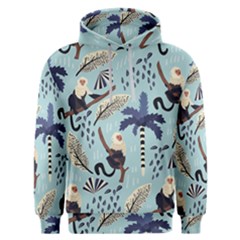 Tropical-leaves-seamless-pattern-with-monkey Men s Overhead Hoodie