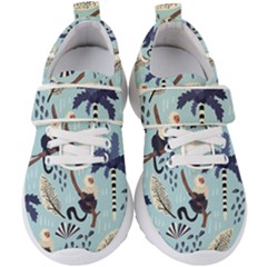 Tropical-leaves-seamless-pattern-with-monkey Kids  Velcro Strap Shoes by nate14shop