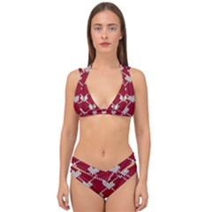 Christmas-seamless-knitted-pattern-background Double Strap Halter Bikini Set by nate14shop