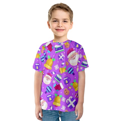 Flat-christmas-pattern-design Kids  Sport Mesh Tee by nate14shop