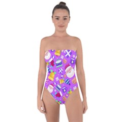 Flat-christmas-pattern-design Tie Back One Piece Swimsuit