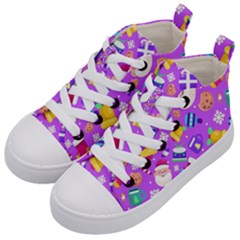 Flat-christmas-pattern-design Kids  Mid-top Canvas Sneakers by nate14shop