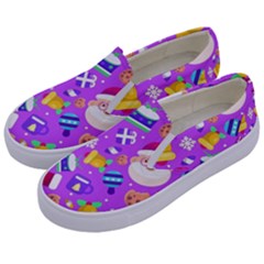 Flat-christmas-pattern-design Kids  Canvas Slip Ons by nate14shop