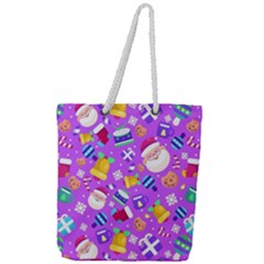 Flat-christmas-pattern-design Full Print Rope Handle Tote (large)