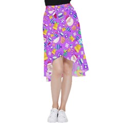 Flat-christmas-pattern-design Frill Hi Low Chiffon Skirt by nate14shop