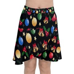 Gradient-christmas-pattern-design Chiffon Wrap Front Skirt