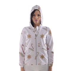 Hand-drawn-christmas-pattern Women s Hooded Windbreaker by nate14shop