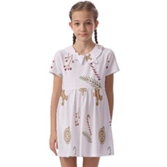 Hand-drawn-christmas-pattern Kids  Asymmetric Collar Dress by nate14shop