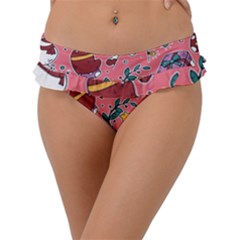 Hand-drawn-christmas-pattern-design Frill Bikini Bottom