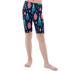 Hand-drawn-flat-christmas-pattern Kids  Mid Length Swim Shorts by nate14shop