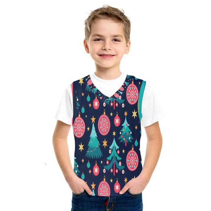 Hand-drawn-flat-christmas-pattern Kids  Basketball Tank Top