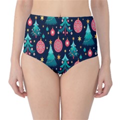 Hand-drawn-flat-christmas-pattern Classic High-waist Bikini Bottoms by nate14shop