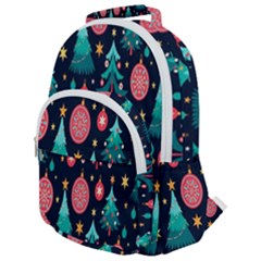 Hand-drawn-flat-christmas-pattern Rounded Multi Pocket Backpack by nate14shop