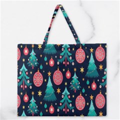 Hand-drawn-flat-christmas-pattern Zipper Large Tote Bag by nate14shop