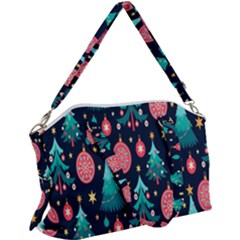 Hand-drawn-flat-christmas-pattern Canvas Crossbody Bag