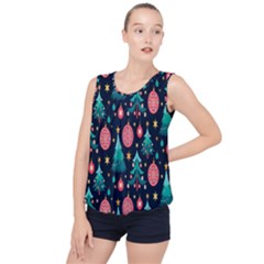 Hand-drawn-flat-christmas-pattern Bubble Hem Chiffon Tank Top by nate14shop