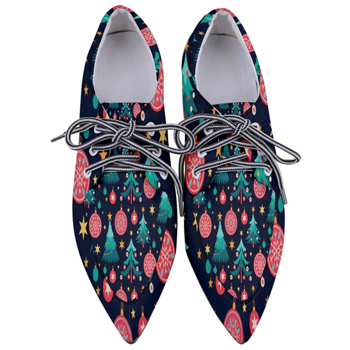 Hand-drawn-flat-christmas-pattern Pointed Oxford Shoes