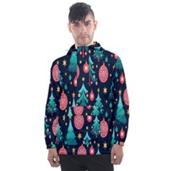 Hand-drawn-flat-christmas-pattern Men s Front Pocket Pullover Windbreaker by nate14shop