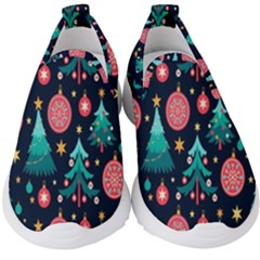 Hand-drawn-flat-christmas-pattern Kids  Slip On Sneakers by nate14shop