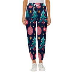 Hand-drawn-flat-christmas-pattern Cropped Drawstring Pants by nate14shop