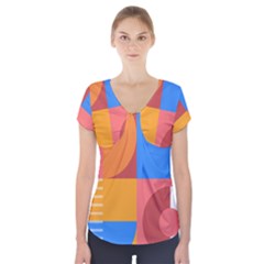 Geometric Series  Short Sleeve Front Detail Top by Sobalvarro