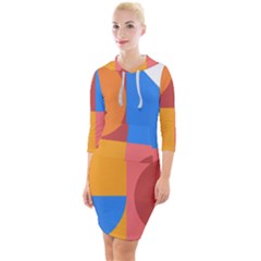 Geometric Series  Quarter Sleeve Hood Bodycon Dress by Sobalvarro