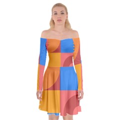 Geometric Series  Off Shoulder Skater Dress by Sobalvarro