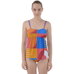 Geometric Series  Twist Front Tankini Set by Sobalvarro