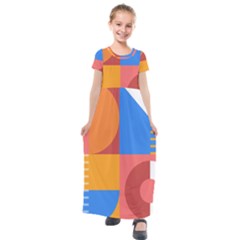 Geometric Series  Kids  Short Sleeve Maxi Dress by Sobalvarro