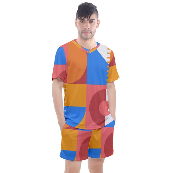 Geometric series  Men s Mesh Tee and Shorts Set