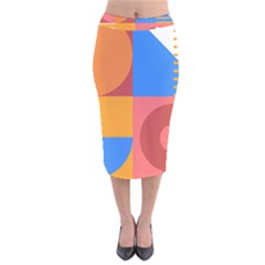 Geometric Series  Velvet Midi Pencil Skirt by Sobalvarro