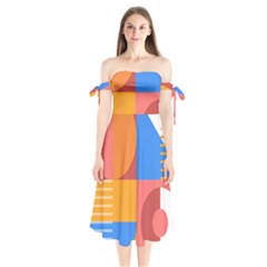 Geometric Series  Shoulder Tie Bardot Midi Dress by Sobalvarro