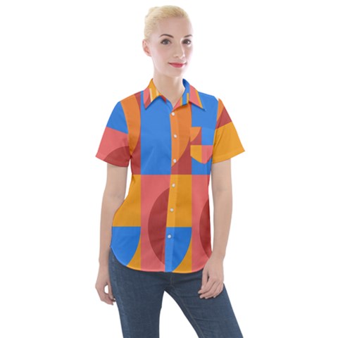 Geometric Series  Women s Short Sleeve Pocket Shirt by Sobalvarro